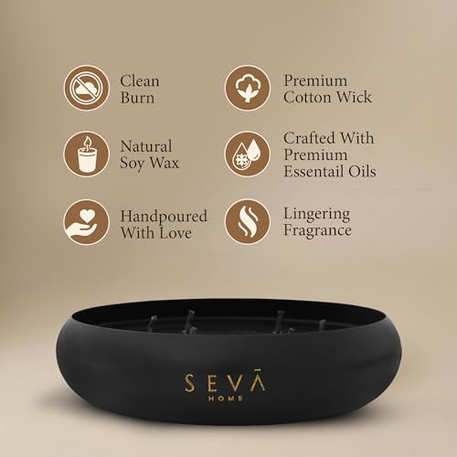 SEVA HOMES - Medley Noir Candle Black | Black Orchid, Musk & Amber Musk Scented Soy Wax Candle | Long Lasting | Black Candle | Home Decor | Premium Gifting | 35 Hours Long Burning