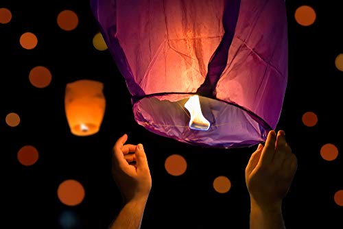 Sky Lanterns 40-Pack 100% Biodegradable and Environmentally Friendly Paper Lanterns Multi-Color Assortment for Events, Birthdays, Weddings, Parties, New Years, Memorial Ceremonies and More (40 Pack)