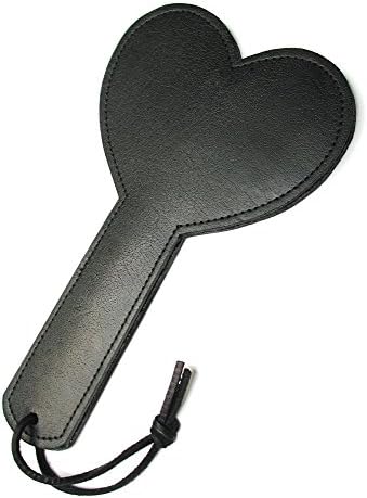 Heart Paddle for Spanking Black Leather Hand Whip Small Mini Fetish Bondage Restraints