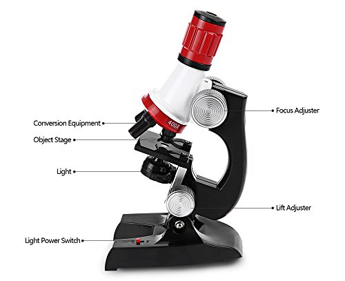 OneBelief Microscope Kit with LED for Kids Beginners, 100X, 400X, and 1200X Magnifications, Science Eductional Toys Gifts