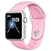 Teslasz Apple Watch Band,Soft Silicone Replacement Sport Wristbands Straps for Apple Watch (Shiny Pink 38 MM)