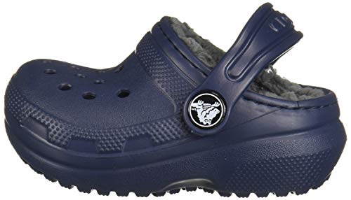 navy fuzzy crocs