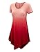 Lock and Love LL WT1051 Womens V Neck Short Sleeve Ombre Tunic Top XXXL Wine