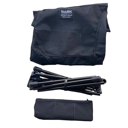BASK Daydream Cadeira Premium Dobrável com Encosto Alto e Travesseiro – Extra Grande, Estrutura em Alumínio Resistente (150kg) – Portátil para Camping, Pesca, Praia e Lazer – Preto