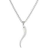Beebeecraft 1 Box Italian Horn Pendant 304 Stainless Steel Chain Necklaces Lucky Italian Horn Pendant for Women Men Gift