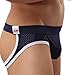 Outtop (TM) Men's Sexy Lycra Mesh Bulge Sexy Low Rise Jock Straps Briefs Thong Shorts Underpants (L, Blue) (M, Navy)