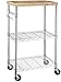 AmazonBasics Kitchen Rolling Microwave Cart on Wheels, Storage Rack, Wood/Chrome primary
