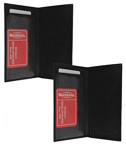 Marshal Checkbook Covers - Set of 2 - Genuine Leather (Black-Black)