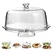 Chef's Star Acrylic Cake Stand with Dome Cover 6 in 1 Multi-Functional Serving Platter and Cake Plate - 12 Inch Use as Desert Platter, Salad Bowl, Veggie Platter, Cake Holder, Nachos & Salsa Plate