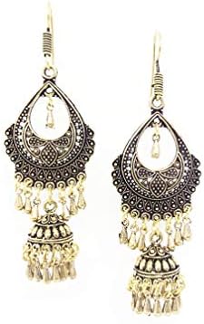 CraftCor Oxidised Plated Jhumka Indian Unique Ethnic Bollywood Earrings Jewellery