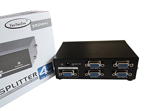 C-Zone 350 Mhz High Definition 14 Port Vga Splitter Metal Box,1 PC To 4 Monitors VGA/SVGA/LCD/CRT 4 Port Video Splitter Box for PC/TV/Monitor