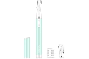 Funstant Eyebrow Trimmer, Precision Facial Hair Trimmer with Comb, Painless Battery Operated Eyebrow Razor for Women No Pulling Sensation for Face Chin Neck, Upper-Lip, Peach-Fuzz