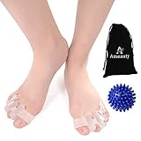 Ameauty Gel Toe Separators, 1 Yoga Toe Massage Ball + 2 PACK Rubber Toe Stretchers for Men and Women Foot Pain Relief Bunions, Hammertoe