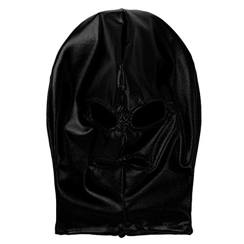 MSemis-Maschera-a-Testa-Hood-Mask-Berretto-in-Lattice-per-Adulti-Unisex-Copricapo-Zentai-in-Pelle-Passamontagna-Sexy-Latex-con-Cerniera-Cappuccio-Copriviso-per-Moto-Matellico