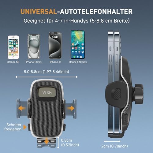 Kfz Handyhalterung Auto Lüftung： 360° Autohalterung Handy Halterung Auto, Phone Holder Car [Upgraded Hook & Silicone] Smartphone Handyhalter Auto für iPhone Samsung Google Sony Handys usw
