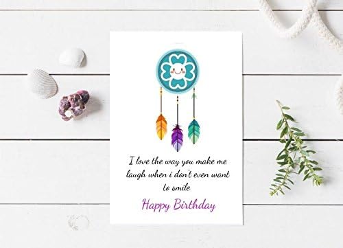gfc i love the way you make me laugh even when i don't want to smile dream catcher greeting card,birthday,blank size 115x170mm