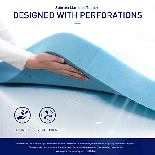 subrtex 2 Inch GelInfused Memory Foam Bed Mattress Topper High Density
