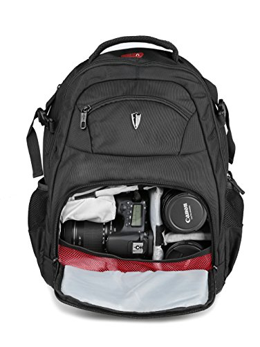 Victoriatourist DSLR Camera Bag Backpack with Laptop Compartment and Raincover Fits 15.6 inch Laptops, Black (Black6022)