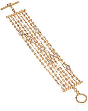 Multi-Colored-Strand Clear/Gold Bracelet