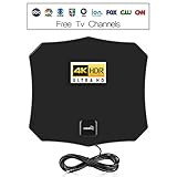 ViewTV [2018 Version Gold Series 60 Mile Digital TV Antenna Flat Indoor Amplified HDTV - UHF/VHF 1080P Channels w/Detachable Signal Amplifier - Black