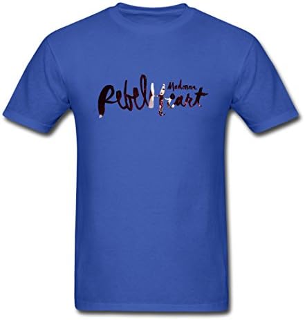 MozFashion Men's Madonna Rebel Heart T-Shirts Royal blue Large