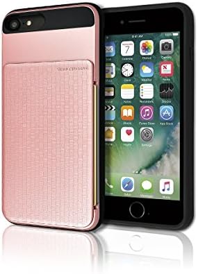 iPhone7 [Push Hidden Wallet Case] [Card Slot] [Heavy Duty] [Slim Fit] [Textured Grip] Dual Hybrid Tough Screen Drop Shield Protection Back Bumper Hard Cover Apple iPhone 7 (Rose Gold)