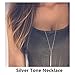CULOVITY Simple Long Necklace Y Layer Vertical Bar Pendant Necklaces Lariat Chain Polished Jewelry for Women Silver Tone Adjustable