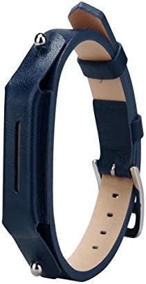 Dreaman Luxury Leather Watch band Wrist strap For Fitbit Flex 2 Smart Watch (Navy)