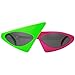 Asymmetric 80's Sunglasses – Green & Rose Red 2-Color Party Favors, Novelty Shades, Rock Star Costume Glasses Toys, Funny Glasses Accessories for Kids & Adults