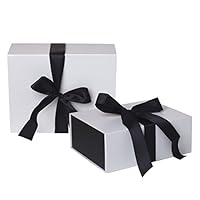 Jillson Roberts 2-Count Large Ribbon-Tie Presentation Gift Boxes Available in 4 Colors, White Matte