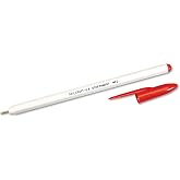 7520010594125 SKILCRAFT Stick Ballpoint Pen, Medium 1mm, Red Ink, White Barrel, Dozen