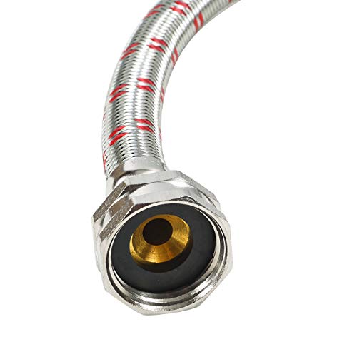 Washing Machine Hose Stainless Steel Braided Water Supply Line - Burst Proof 2 Pack - Commercial Grade Metric Fittings + Wrench for Easy Installation (12ft)