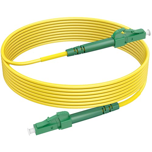RamboCables 200ft(61m) LC/APC to LC/APC Singlemode Fiber Optic Cable OS2 Simplex 9/125μm LSZH FTTH Yellow OD 2.0mm