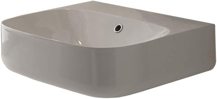 Scarabeo 5507-No Hole Moon Round Ceramic Wall Mounted Sink, White