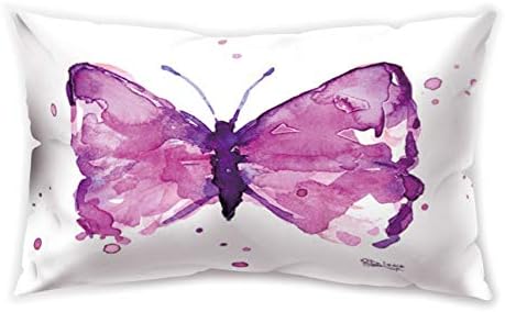Hengjiang WEIANG White Rectangle Cushion Cover Specimen Insect Butterfly Printing Double-sided Soft Plush Pillowcase 30cm x 50cm(12IN x 20IN)