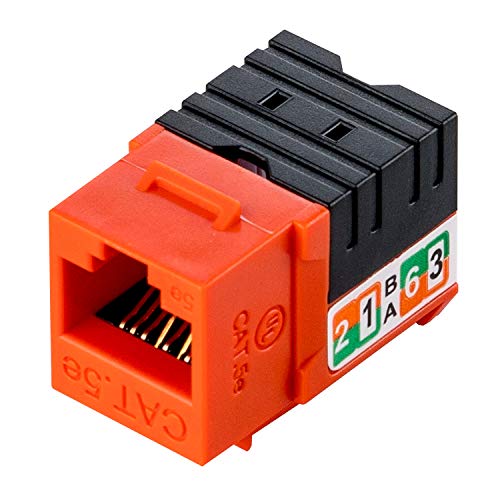 LINKOMM 25-Pack RJ45 Cat5e Slim Profile UTP Unshielded Keystone Jack with Punch Down Palm Holder (Orange)