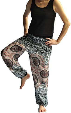 Ahh pants Women's Comfy Boho Clothing/Harem Pants Print Rayon Fabric One Size Blue (Gray)