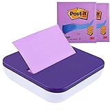 Post-it Dispenser, Post-it Pop-up Notes Dispenser/Holder with Strong Suction Bottom, One-handed Dispensing, Sticky Note Holder for 3 x 3-Inch Notes, includes two 100 Sheets Post-it Note Pad (Purple)