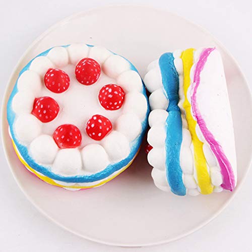 Squeeze Toys, Mochi Squishy Toy Kawaii Oversized Strawberry Cake Model, Slow Rebound Decompression Venting Toy Stress Relief Toys Hop Props Kneading Sensory Toys Gift for Kids Adults (Multicolor) - Thumbnail 4