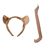 Wildlife Tree Plush Mountain Lion/Cougar Ears Headband and Tail Set for Cougar Costume, Cosplay Safari Party Costumes