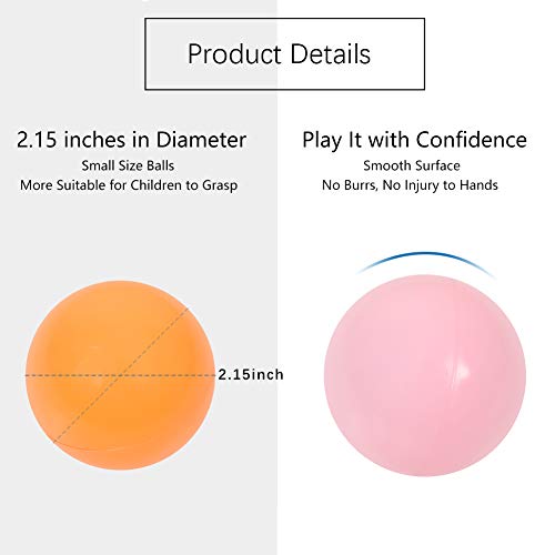 MoonxHome Ball Pit Balls for Toddlers, BPA Free Crush Proof Plastic Toy Balls for Ball Pit, Children's Pool Water Toys, Macaron Ocean Balls for Play Tent 2.15 Inch Pack of 100…