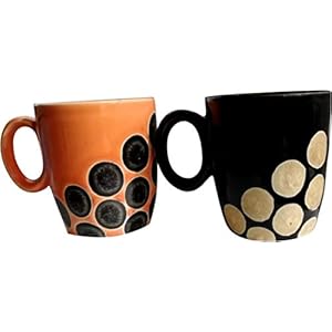 Saavre KHI Series Ceramic Coffee Mugs – 2 Pieces, Multi Colour, 250 ML