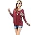 Doinshop Women's Long Sleeve Round Neck Tops Checked Loose Shirt Blouse Warm Tee