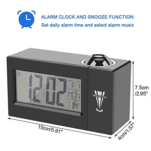 Leegoal Digital Alarm Clock, LED Acoustic Projection Alarm Clock, Children Sleep Training Clock Alarm Temperature Display Night Light Clock