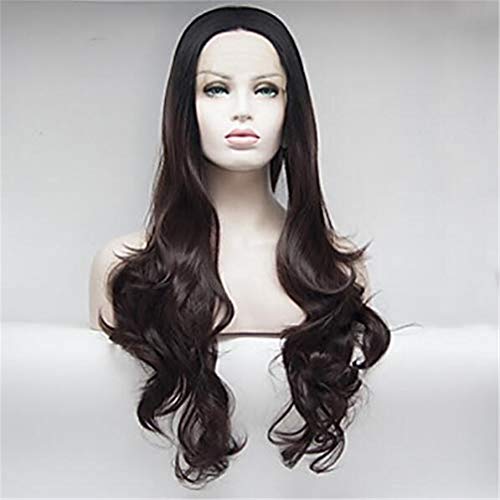 YTOOZ Front Wigs Synthetic Wigs Ladies Curly/Wavy Wig 150% Density Adjustable Synthetic Fiber Heat Resistant Elastic Wig,28 inches