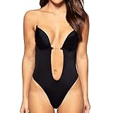 Shymay Women's Deep V Bodysuit Thong Bottom Backless Seamless U Plunge Body Suit
