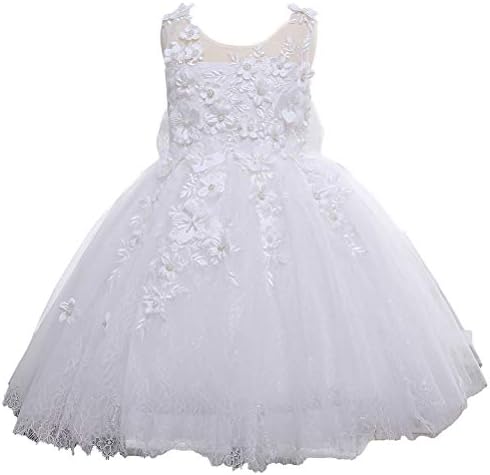 Off White Lace and Tulle Flower Girl Dress, Christening First Communion Baptism