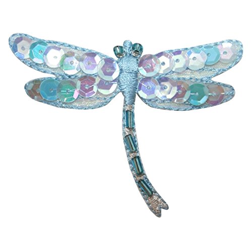 ID 1650B Mystic Dragonfly Patch Sequin Beaded Bug Embroidered Iron On Applique