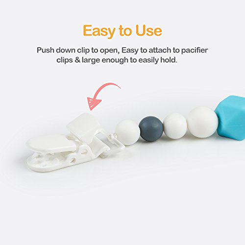Vakoo Teether Pacifier Clip, Baby Teething Toys with Clip,Cookie Teether Holder, Silicone BPA-Free|Food-Grade Infant Toddlers Newborn Chewing Gifts - Thumbnail 6