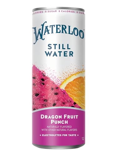 WATERLOO STILL WATER, DRAGON FRUIT PUNCH NATURALLY FLAVORED PURIFIED WATER | 12 FL OZ CANS (PACK OF 12) – ZERO CALORIES AND ZERO SUGAR OR SWEETENERS